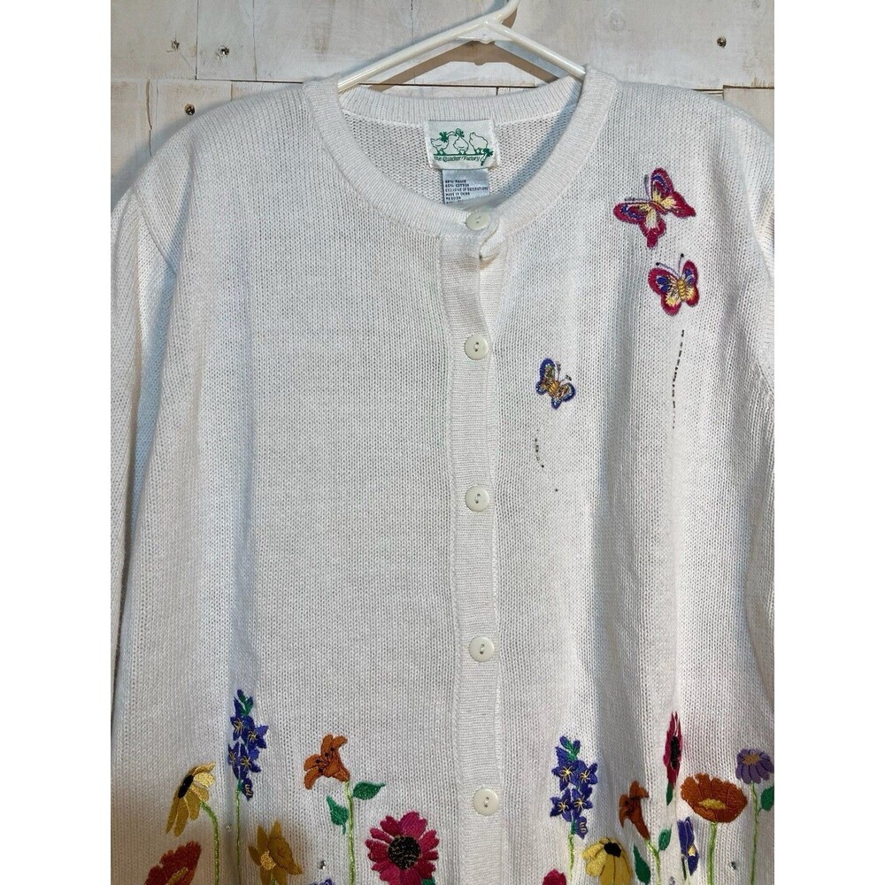 Quacker Factory Sweater XL Cottagecore Embroidere… - image 6